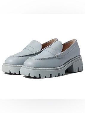 Free People Lyra Lug Sole chunky Loafers Size 9 baby blue fall winter